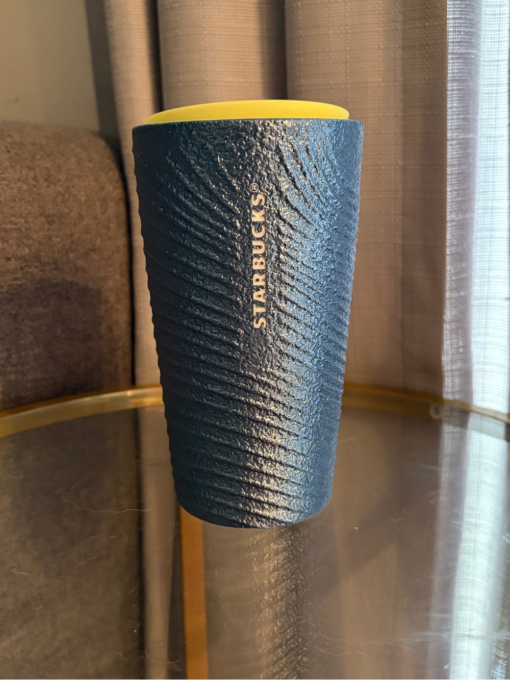 Starbucks Textured Travel Tumbler - Teal Body with Yellow Lid